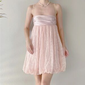 DOLCE & GABBANA XS PINK SILK AND LACE BUSTER BABYDOLL DRESS SEEN ON GOSSIP GIRL